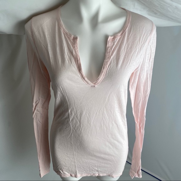 Lucky Brand pink long sleeve v-neck burnout t-shirt xs - Picture 1 of 8